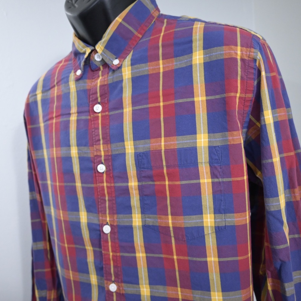 J.CREW Dress Shirt Plaid Long Sleeve Button Up Mens Size Large